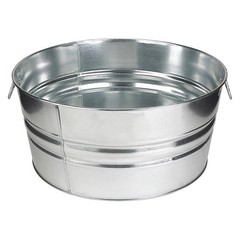 Utility Tub 17 Gallon Galvanized Steel Round Silver Metal Bucket Heavy Duty 24in