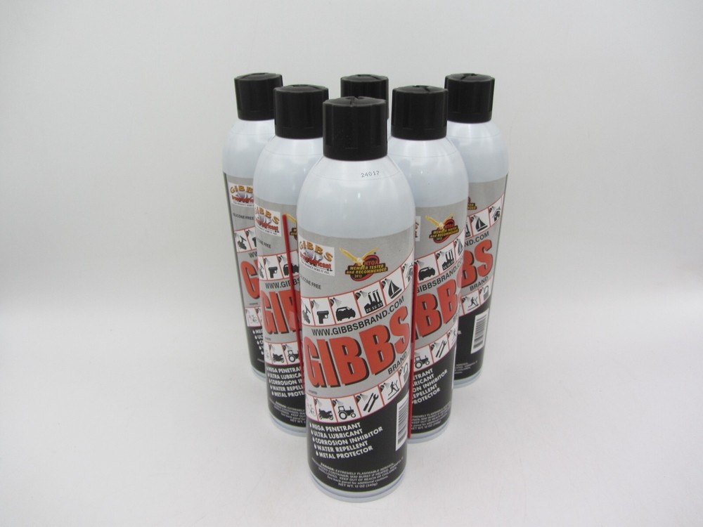 6 CANS OF GIBBS BRAND LUBRICANT PENETRATING OIL CLEANER RESTORER ANTI CORROSIVE
