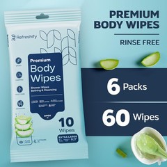 60-Count Extra Large No-Rinse Adult Body Shower Wipes (6 Packs of 10)