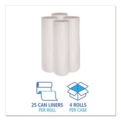 Boardwalk Waste Can Liners, 45 gal, 0.6 mil, 40″ x 46″, 25 Bags/Roll, 4 Rolls/CT