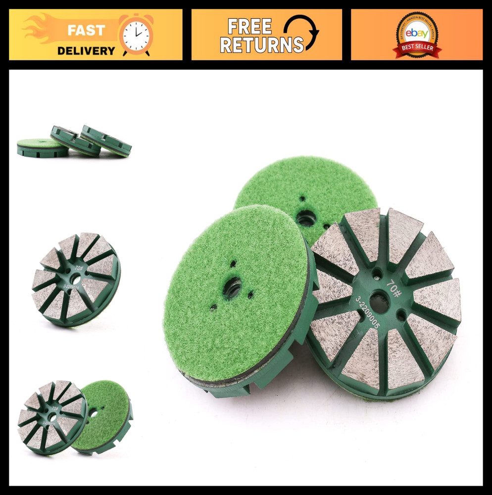 3″ Diamond Polishing Pads for Tile, Stone, Marble, Concrete – Grit 70 (3-Pack)