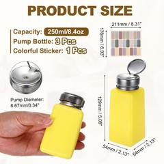 3Pcs 250ml/8.4oz Solvent Alcohol Dispenser for Acetone Cleanser, Yellow