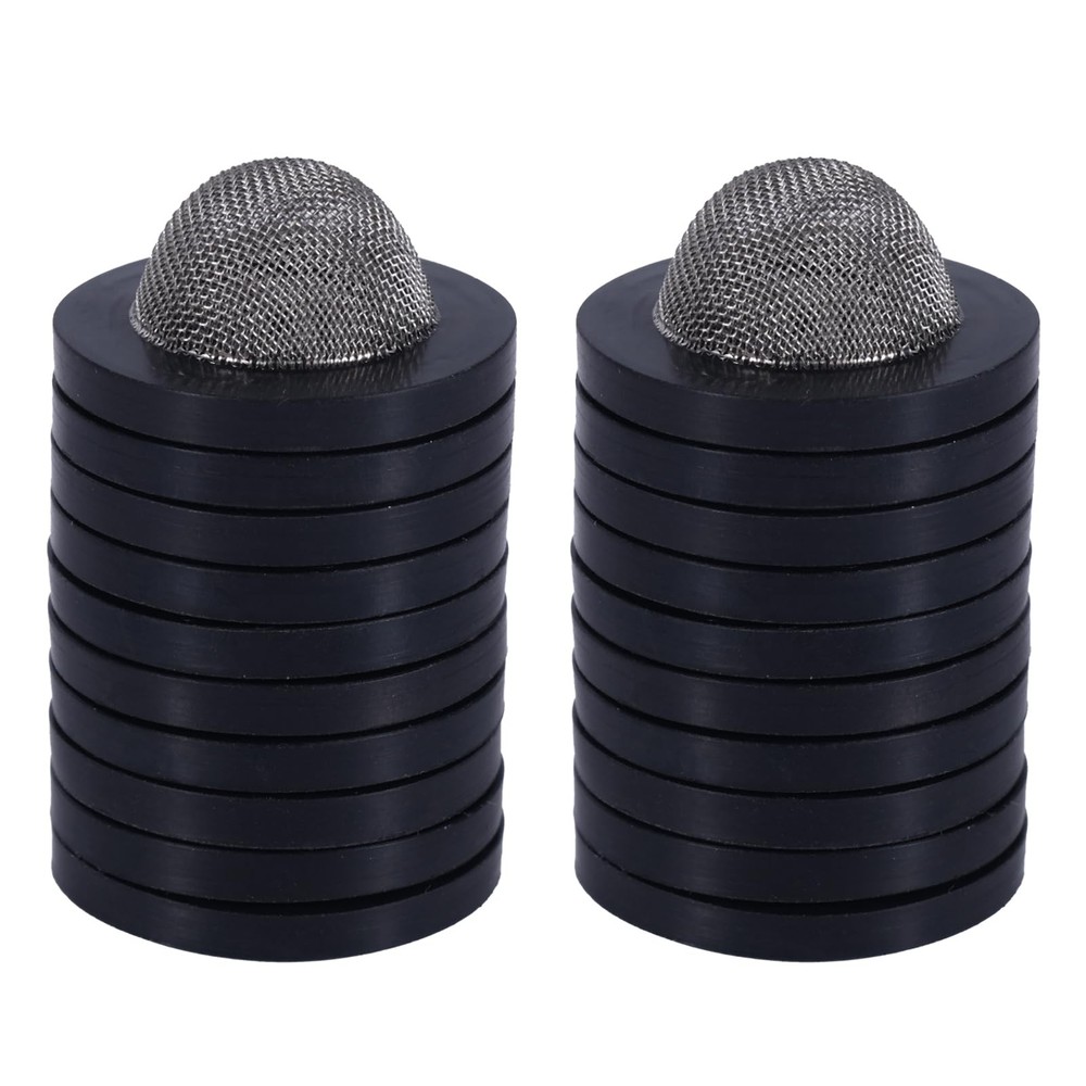 BOXOB 20pcs Garden Hose Screen Filter, Stainless Steel Rubber black, silver