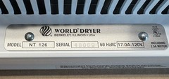 World Dryer NT126-005A Automatic No Touch 2000W Hand Dryer 110-120V Commercial