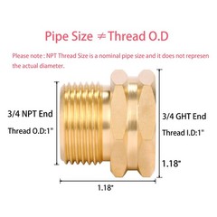 2 Pack Brass Garden Hose Adapter, 3/4″ GHT Female x NPT Male,