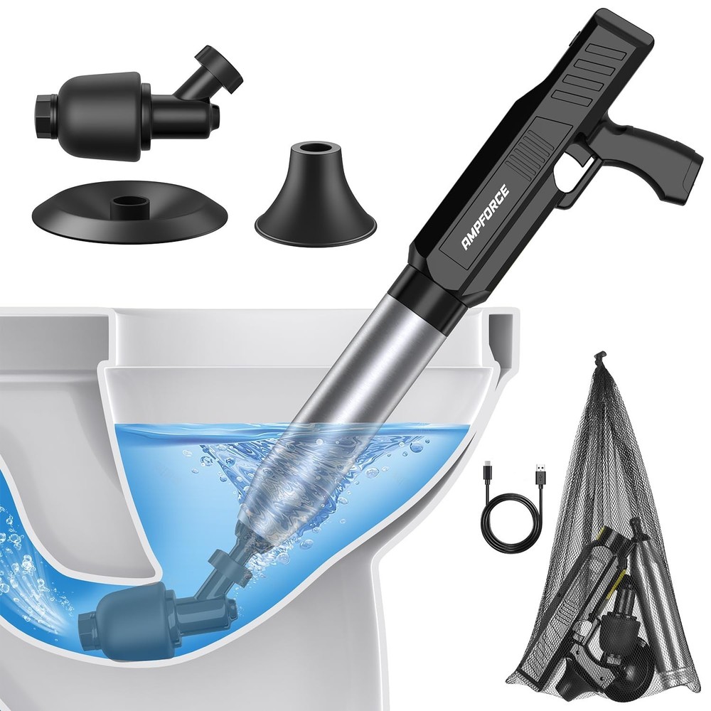 ‌Electric Toilet Plunger for Bathroom, High-Pressure Air Plunger, Heavy-Du