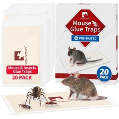 LULUCATCH Mouse Traps, 20 Pack Pre-Baited Sticky Traps Indoor for White