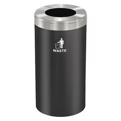 Glaro W-1542Bk-Sa-W 23 Gal Round Recycling Bin, Funnel Top, Satin Black/Satin