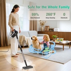 11-in-1 Steam Mop – Detachable Handheld Cleaner with Standard, Black