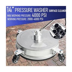 Hourleey 14″ Pressure Washer Surface Cleaner, Stainless Steel Surface Cleaner…