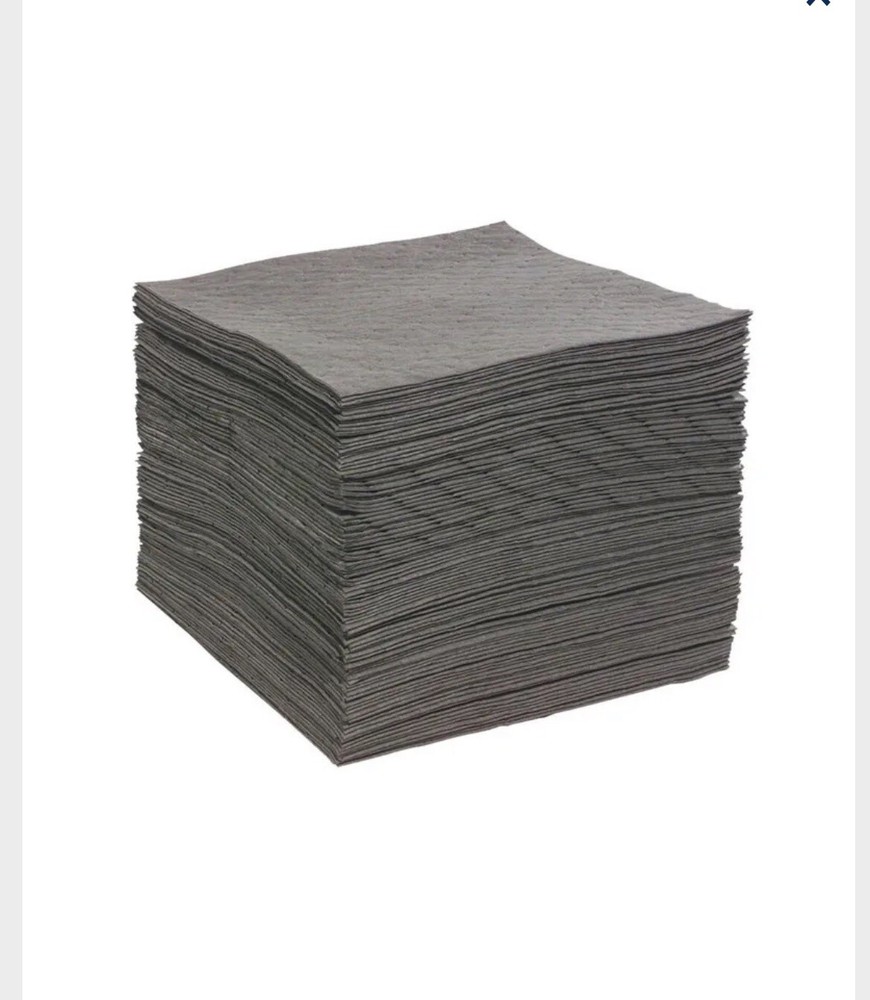 SPILLTECH GPF100H 19” X 15” GRAY ABSORBENT PADS FUELS AND WATER, ( 100 Pack )