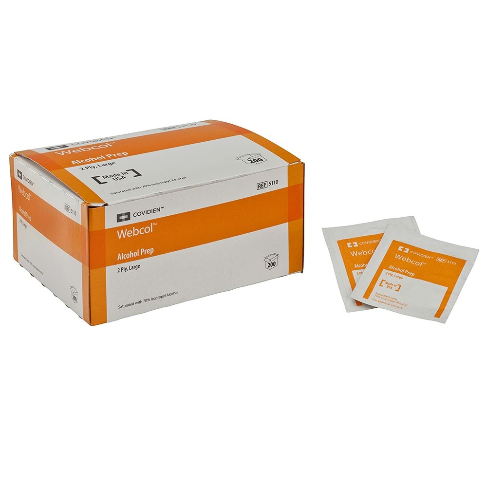 Webcol 5110 Alcohol Prep, Sterile, Large, 2-ply (Pack of 200)