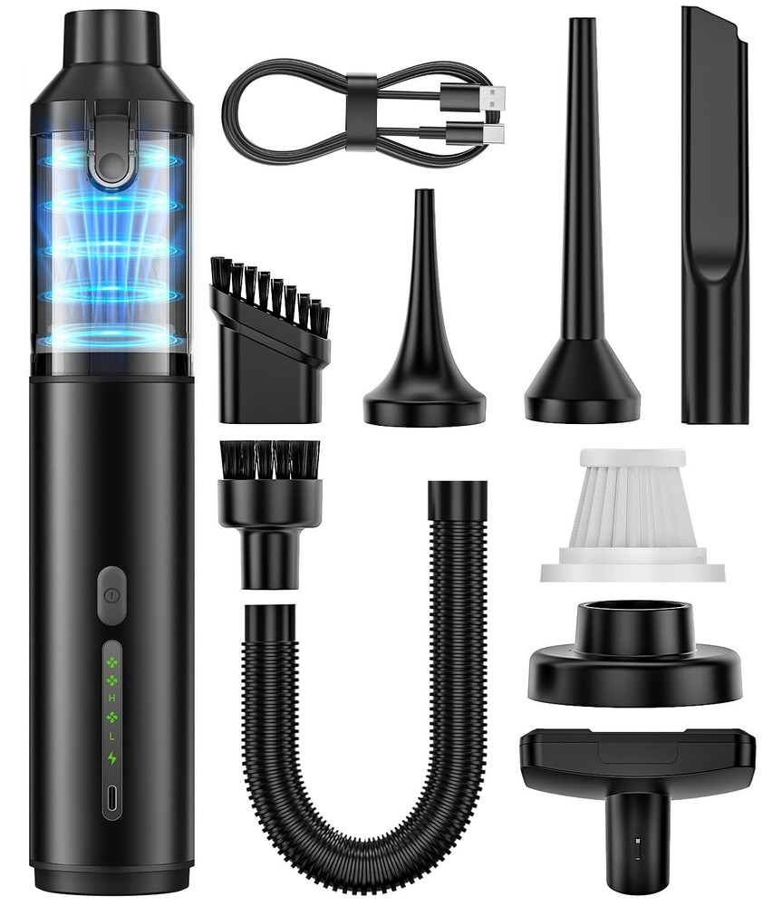 Car Vacuum Portable Cordless Handheld Cleaner 4-in-1 Mini Black