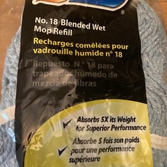 New Professional Clean Big Quickie Blue Blended Cotton #18 Wet Mop Refill Sealed