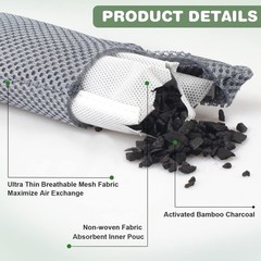 12 Pack Charcoal Shoe Deodorizer Bags inserts, 12 Count (Pack of 1), 12 PACK