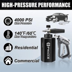 PWACCS Pressure Washer Foam Gun, Short Cannon Black