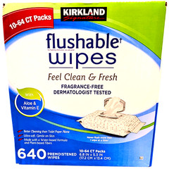 Kirkland Signature Premoistened Flushable Wipes Fragrance Free 640 Ct ED 03/2028