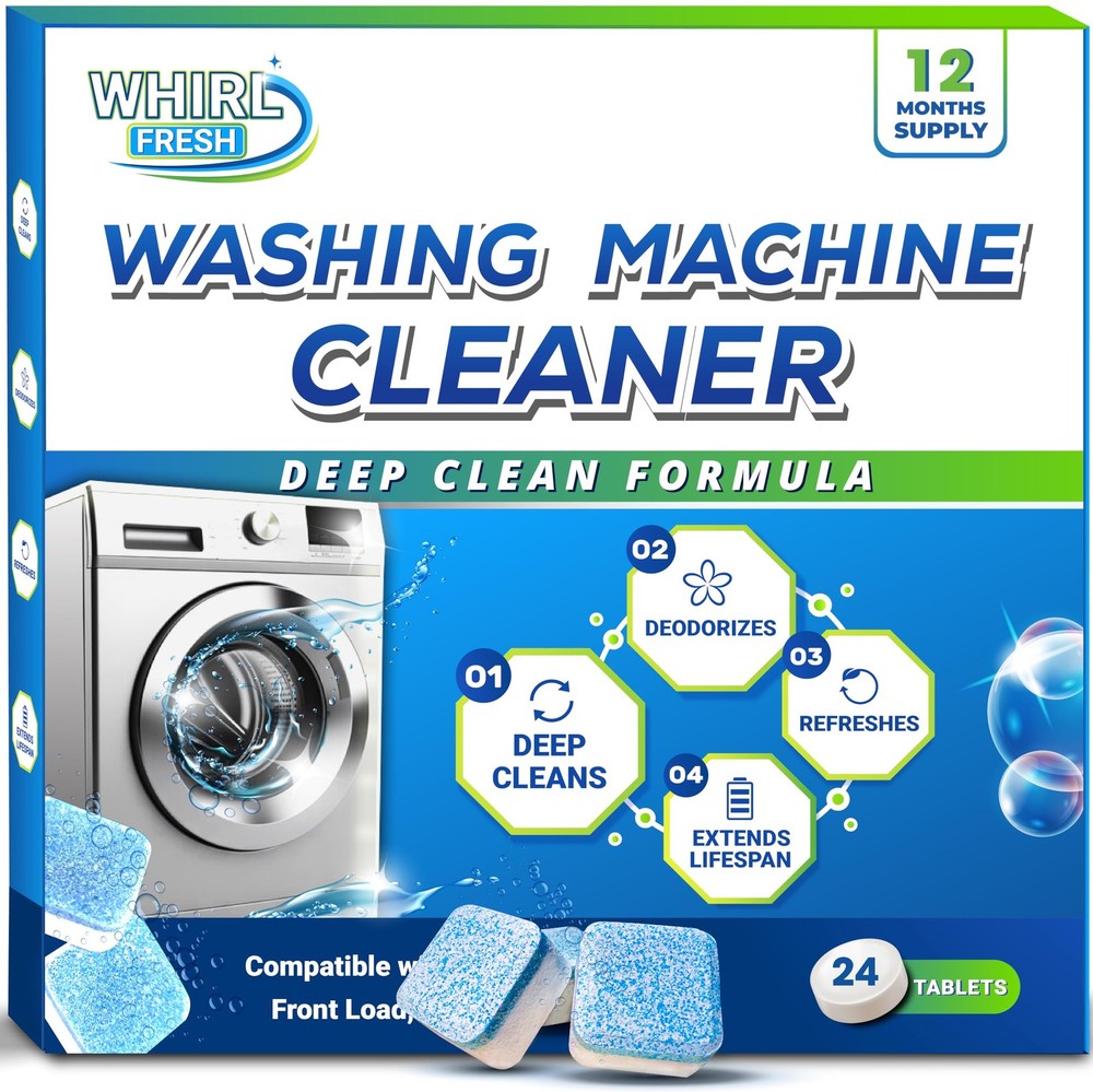 Whirl Fresh Washing Machine Cleaner 1 Count (Pack of 24), White & Blue