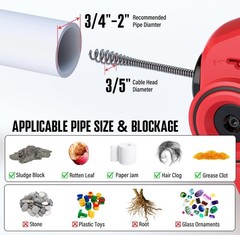 POPULO 20V Cordless Electric Drain Cleaner –