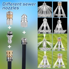 10pcs Sewer Jetter Nozzle Kit – Stainless Steel, 1/4″ & 3/8″ NPT M, Silver