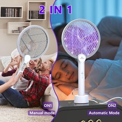 Gooqand Bug Zapper Racket 2 In 1 Mode Electric Fly Swatter Usb Rechargeable