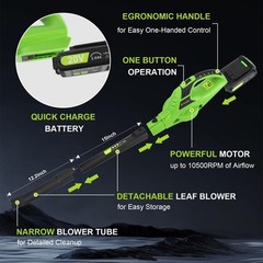 Leaf Blower Cordless, 20V Handheld Electric Leaf Blower with 2.0Ah Battery an…