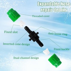 10 Sets Expandable Garden Hose Repair Kit, 0.24 to 0.40 inches, Green