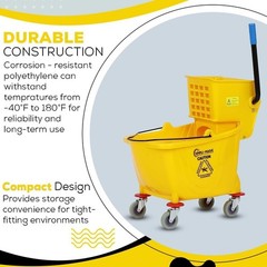 Heavy-Duty Yellow Mop Bucket with 50,000 Cycles Side Press Wringer – 26 Quart