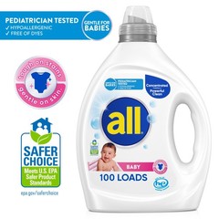 all Baby,Gentle for Baby,Liquid Laundry 75 Fl Oz (Pack of 2), Clear