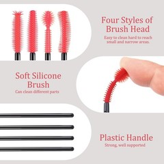 Sewing Machine Cleaning Brushes – 20 PCS Reusable Silicone Dense Rose Red