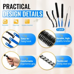 5 Pack Dryer Vent Cleaner Kit, Extra Long Flexible Brushes for Lint, Black