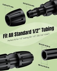 Pawfly 15 Pcs Drip Irrigation Fittings for 1/2 15pcs 1/2″ Nut Coupling, Black
