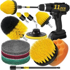 11 Piece Drill Brush Attachment Set Scouring Pads Power Scrubber