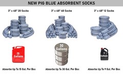 Pig Blue Oil Absorbent Sock – 12 Socks – 3 x 48 – Absorbs up to 95 oz per Sock –