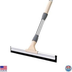 Stainless Steel Floor Squeegee – 13.78″ Gray Bathroom Water Scraper, Extendable