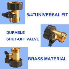 LIULO TOOL 2 Pack Brass Garden Hose Shut-Off Valve, 3/4 Inch 2, Brass, Black