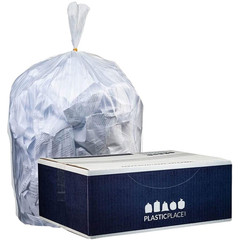 Plasticplace 12-16 Gallon Trash Bags 1.0 Mil Clear Tall Garbage Can Liners 24 X