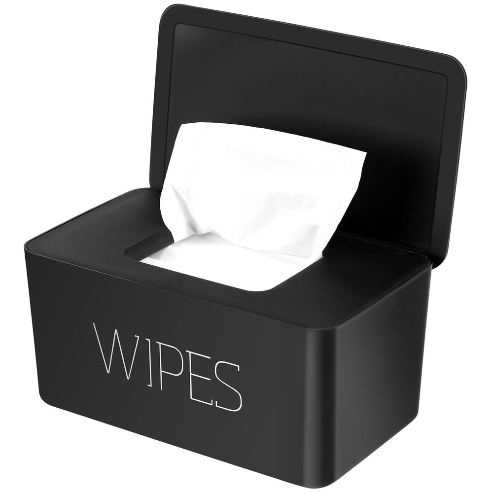 NOVWANG Wipes Dispenser, Large Capacity Baby Wipe 8.2×4.9×3.9in, Black