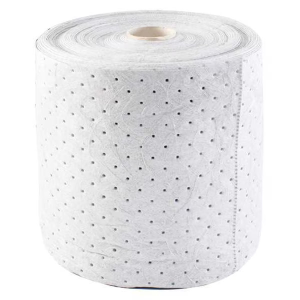 Condor Sorbent Roll, 12 gal, 15 in x 150 ft, Harsh Chemicals, White,