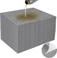 100PC Oil Absorbent Pads | 13″x10″ Meltblown Polypropylene Mats, Hand-Tear Li…