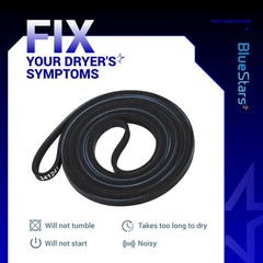BlueStars 341241 Dryer Drum Belt – Fit 0.25 inches x 92.25 inches, Black