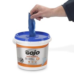 Gojo 6298-04 Hand And Surface Wet Towels, Bucket, 130 Wipes Per Container,