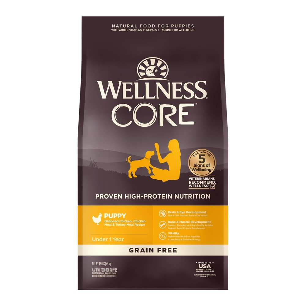 Wellness Core Puppy Dry Dog Food Grain-Free High Protein Natural Chicken Turkey