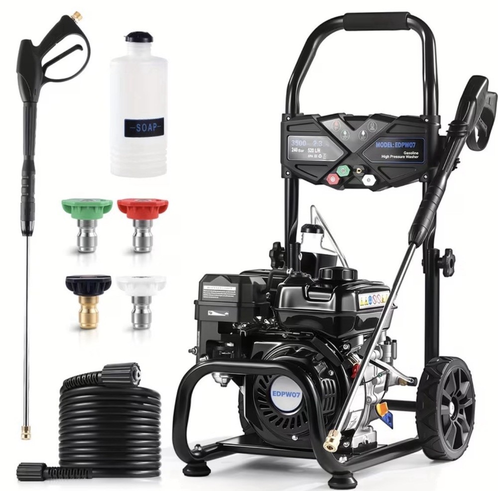 EDPW07 Gas Pressure Washer Wheel-Mounted 7 HP 3500 PSI 2.3 GPM 25 FT Hose