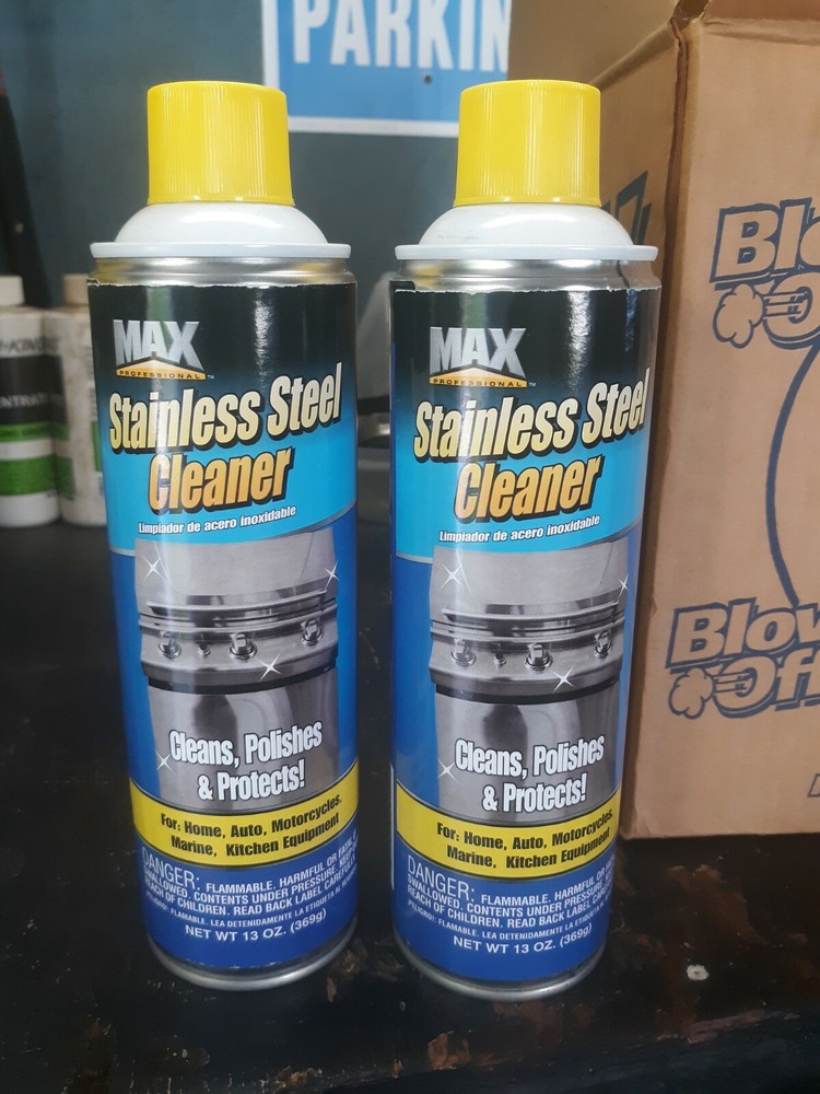 LOT OF 2 Max Professional 13OZ STAINLESS STEEL CLEANER HOME AUTO MARINE MOTORCYC