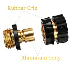 3/4 Inch Garden Hose Quick Connect, Aluminum 6pack, Brass, Black