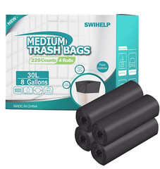220 Count Garbage Bags 8 Gallon /30 Liter Trash Bags Tear-Resistant for Camping