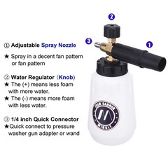 M MINGLE Foam Cannon, Compatible with Karcher K2, K3, K4, K5, K6, K7 white