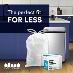 Plasticplace Custom Fit Trash Bags Compatible Simplehuman Code K 50 Count White
