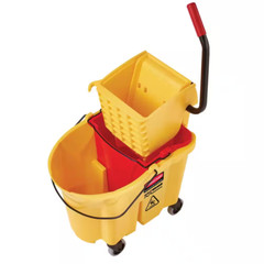 WaveBrake Mop Bucket 4.5 Gal Square Durable Dirty Water Web Molded Plastic Red